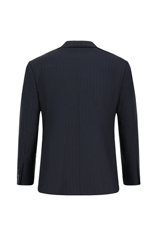  Koyu Lacivert Regular Fit Klasik Çizgili Takım Elbise