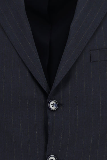  Koyu Lacivert Regular Fit Klasik Çizgili Takım Elbise