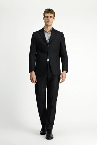  Siyah Regular Fit Klasik Çizgili Takım Elbise