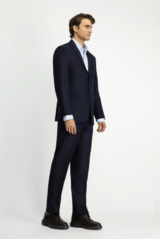  Koyu Lacivert Regular Fit Klasik Çizgili Takım Elbise