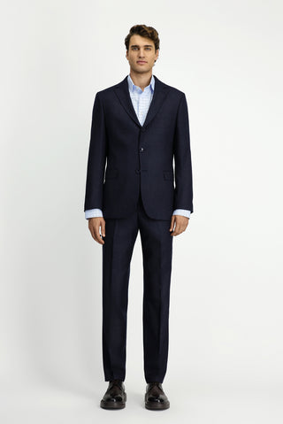  Koyu Lacivert Regular Fit Klasik Çizgili Takım Elbise