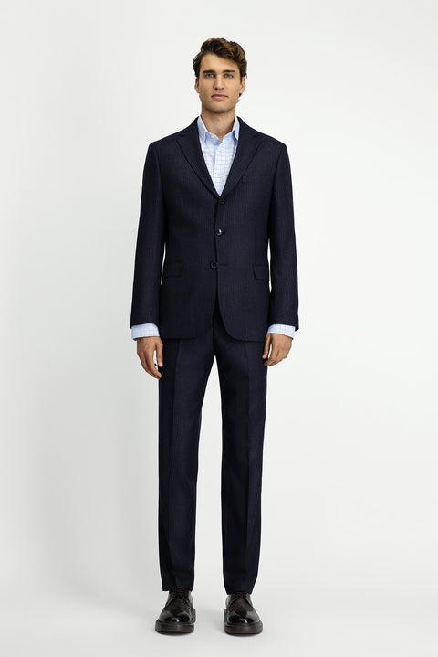 Koyu Lacivert 6 Drop Regular Fit Standart Kesim Çizgili Takım Elbise