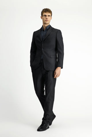  Koyu Antrasit Regular Fit Klasik Çizgili Takım Elbise