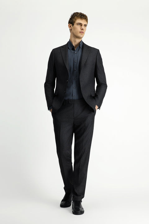 Koyu Antrasit 6 Drop Regular Fit Standart Kesim Çizgili Takım Elbise