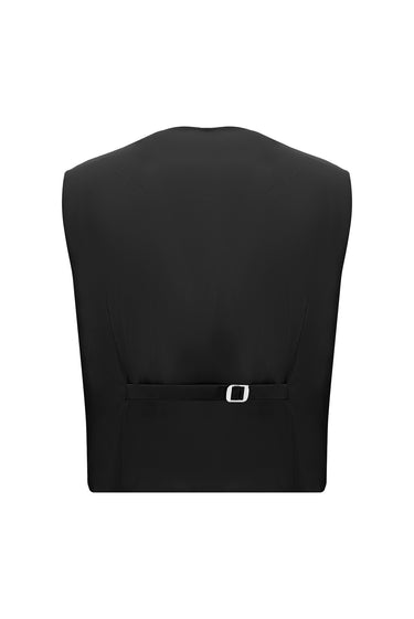 Siyah Slim Fit Dar Kesim Çizgili Kombinli Yelekli Takım Elbise
