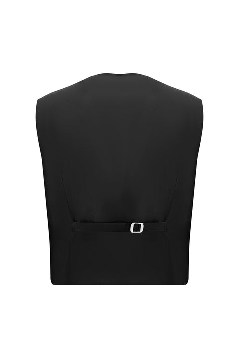 Black 6 Drop Regular Fit Standard Cut Striped Suit with Vest