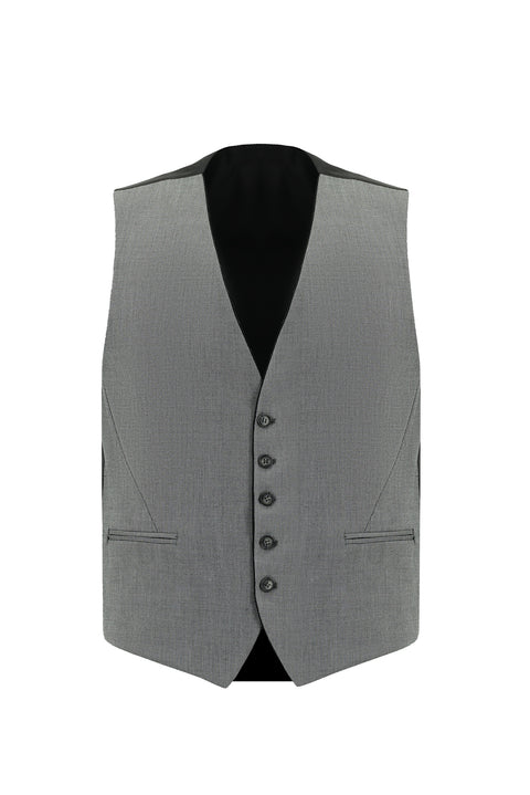 Siyah 7 Drop Slim Fit Dar Kesim Çizgili Kombinli Yelekli Takım Elbise