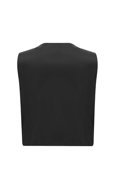 Siyah Slim Fit Dar Kesim Çizgili Kombinli Yelekli Takım Elbise