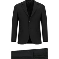 Siyah 7 Drop Slim Fit Dar Kesim Yünlü Çizgili Takım Elbise