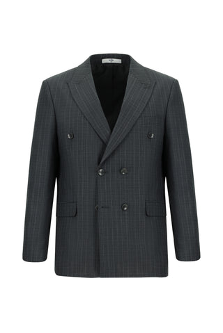  Koyu Füme 6 Drop Regular Fit Standart Kesim Yünlü Çizgili Kruvaze Tak?m Elbise-Ki??l?