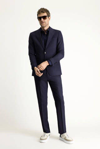  Koyu Lacivert 6 Drop Regular Fit Standart Kesim Çizgili Tak?m Elbise-Ki??l?