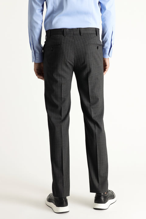 Medium Anthracite 7 Drop Slim Fit Narrow Cut Wool Striped Suit