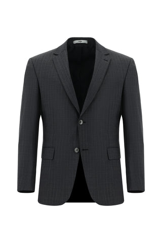  Koyu Füme 4 Drop Relaxed Fit Rahat Kesim Yünlü Çizgili Takım Elbise