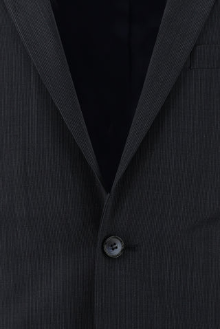  Koyu Lacivert Super Slim Fit Ekstra Dar Kesim Yünlü Klasik Çizgili Takım Elbise