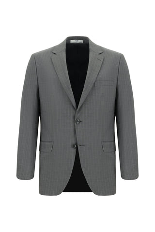 Orta Füme 7 Drop Super Slim Fit Eksra Dar Kesim Yünlü Çizgili Takım Elbise