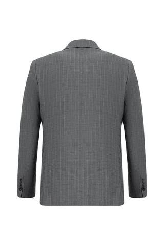  Orta Füme Regular Fit Yünlü Çizgili Klasik Takım Elbise