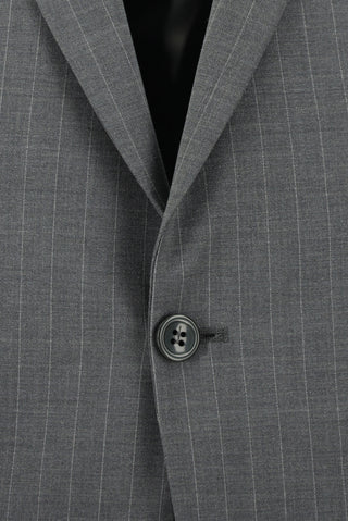  Orta Füme Regular Fit Yünlü Çizgili Klasik Takım Elbise