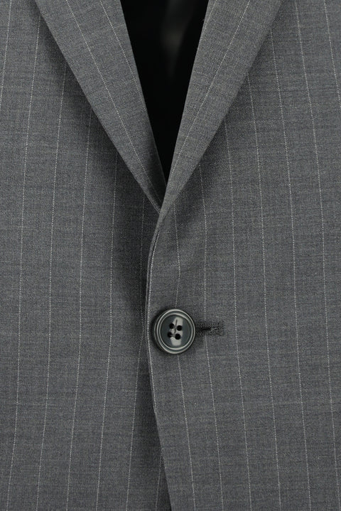 Orta Füme 6 Drop Regular Fit Standart Kesim Yünlü Çizgili Takım Elbise