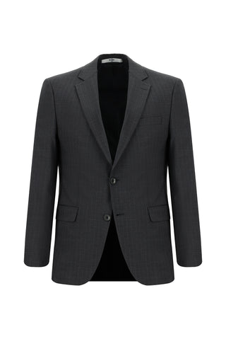  Koyu Füme Slim Fit Dar Kesim Yünlü Çizgili Klasik Takım Elbise