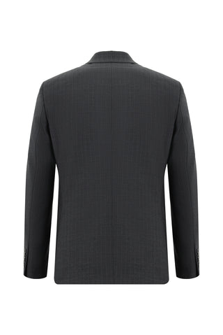  Koyu Füme Slim Fit Dar Kesim Yünlü Çizgili Klasik Takım Elbise