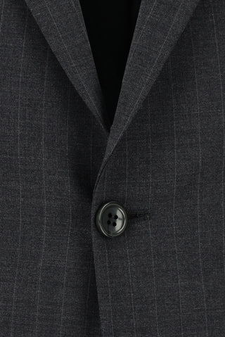  Koyu Füme 7 Drop Slim Fit Dar Kesim Yünlü Çizgili Takım Elbise