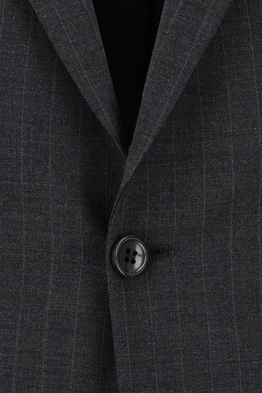  Koyu Füme Slim Fit Dar Kesim Yünlü Çizgili Klasik Takım Elbise