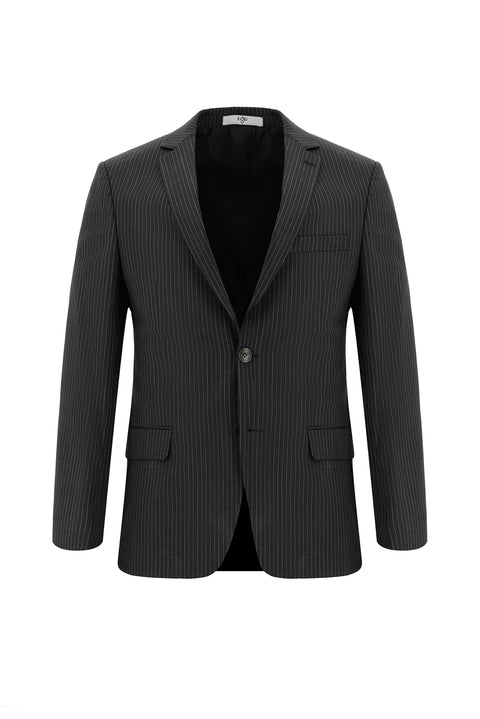 Koyu Füme 7 Drop Slim Fit Dar Kesim Yünlü Çizgili Takım Elbise