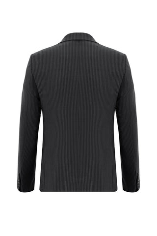 Koyu Füme 7 Drop Super Slim Fit Eksra Dar Kesim Yünlü Çizgili Takım Elbise