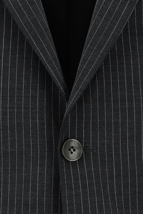 Koyu Füme 7 Drop Slim Fit Dar Kesim Yünlü Çizgili Takım Elbise