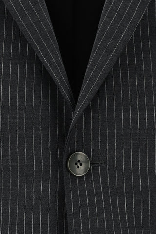  Koyu Füme 7 Drop Super Slim Fit Eksra Dar Kesim Yünlü Çizgili Takım Elbise