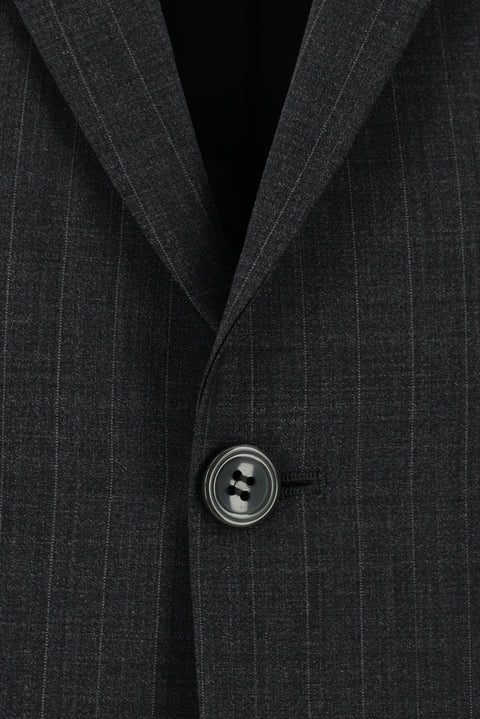 Koyu Füme 6 Drop Regular Fit Standart Kesim Yünlü Çizgili Takım Elbise