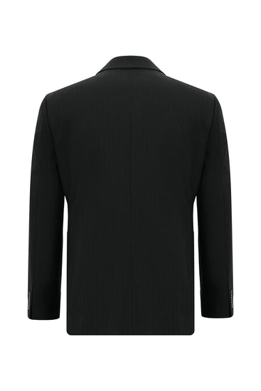  Siyah Slim Fit Dar Kesim Yünlü Klasik Çizgili Takım Elbise