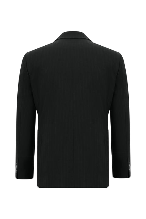 Black 7 Drop Slim Fit Narrow Cut Wool Striped Suit