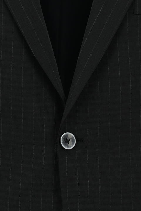Black 7 Drop Slim Fit Narrow Cut Wool Striped Suit