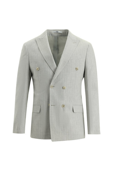 Açık Gri 7 Drop Super Slim Fit Eksra Dar Kesim Kruvaze Takım Elbise