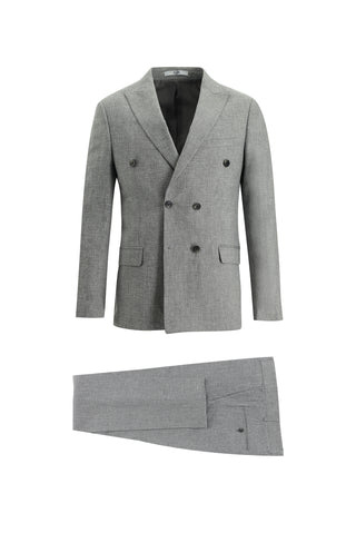  Koyu Füme 7 Drop Super Slim Fit Eksra Dar Kesim Kruvaze Takım Elbise