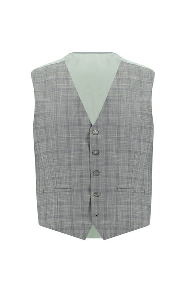  Açık Gri Slim Fit Dar Kesim Kombinli Yelekli Takım Elbise