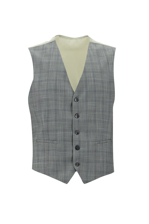 Orta Gri 7 Drop Slim Fit Dar Kesim Kombinli Yelekli Takım Elbise