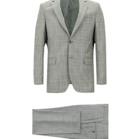 Açık Gri Regular Fit Kareli Takım Elbise