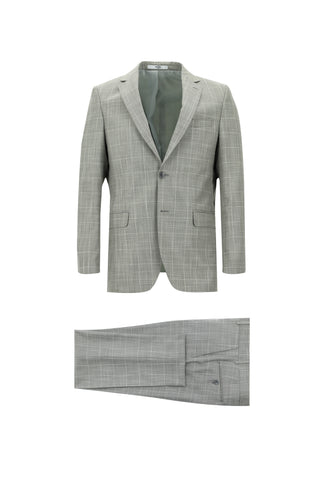  Açık Gri Regular Fit Kareli Takım Elbise