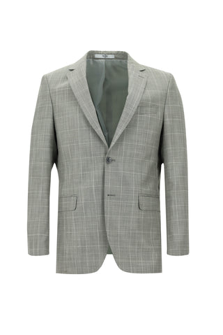  Açık Gri Regular Fit Kareli Takım Elbise