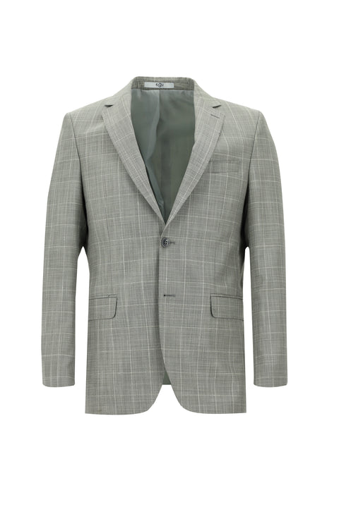 Açık Gri 6 Drop Regular Fit Standart Kesim Kareli Takım Elbise