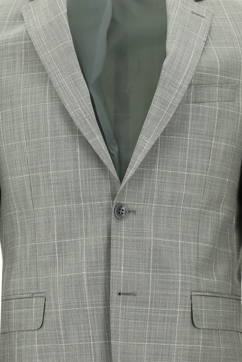 Açık Gri 6 Drop Regular Fit Standart Kesim Kareli Takım Elbise