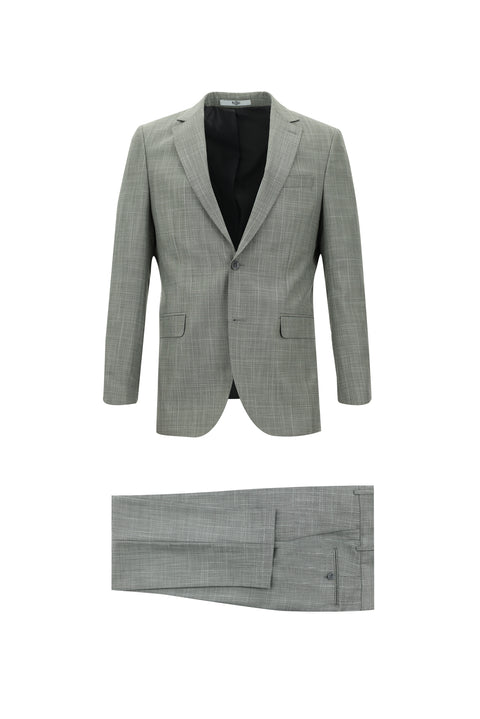 Orta Gri 6 Drop Regular Fit Standart Kesim Kareli Takım Elbise