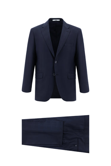 Koyu Lacivert Relaxed Fit Rahat Kesim Klasik Ekose Takım Elbise