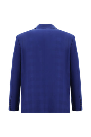  Saks Mavi 8 Drop Long Slim Fit Uzun Dar Kesim Ekose Takım Elbise