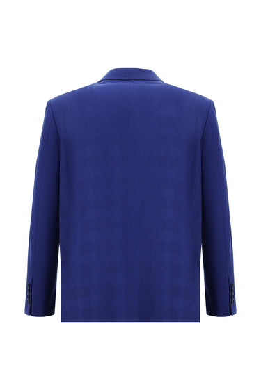  Saks Mavi Slim Fit Dar Kesim Klasik Ekose Takım Elbise