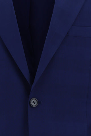  Saks Mavi 7 Drop Slim Fit Dar Kesim Ekose Takım Elbise