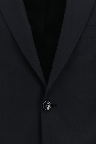  Siyah Slim Fit Dar Kesim Kareli Takım Elbise