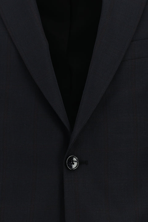 Siyah 7 Drop Slim Fit Dar Kesim Kareli Takım Elbise